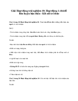 Giải Hoạt động trải nghiệm 10: Hoạt động 1 chủ đề 3 Kết Nối Tri Thức