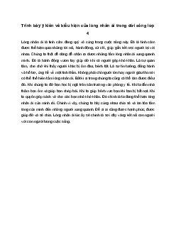 Trình bày ý kiến về biểu hiện của lòng nhân ái trong đời sống | Tập làm văn 4