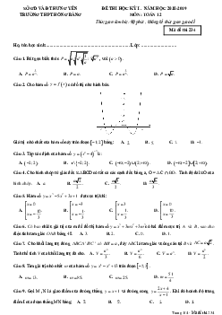 Đề thi HK1 Toán 12 năm học 2018 – 2019 trường THPT Hồng Bàng – Hưng Yên