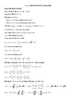 Bài tập hàm số mũ và logarit