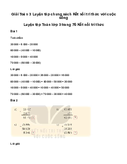 Giải Toán 3 Bài 65: Luyện tập chung | Kết nối tri thức