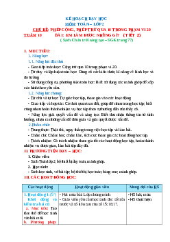 Giáo án Toán 2 sách Chân trời sáng tạo | Tuần 10 | Tiết 2