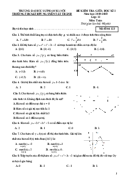 Đề kiểm tra giữa học kì 1 Toán 12 năm 2019 – 2020 trường Nguyễn Tất Thành – Hà Nội