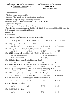 Hướng dẫn ôn tập cuối kì 1 Toán 6 năm 2022 – 2023 THCS Thanh Am – Hà Nội