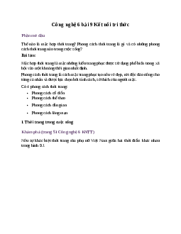 Công nghệ 6 bài 9: Thời trang Kết nối tri thức