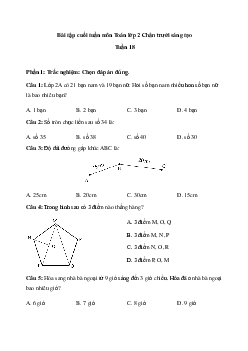 Bài tập cuối tuần Toán lớp 2| Chân trời sáng tạo Tuần 18