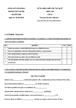 Đề Thi Năng Khiếu Lần Thứ Nhất Môn Anh Lớp 11 Thpt Chuyên Nguyễn Trãi - Hải Dương 2020
