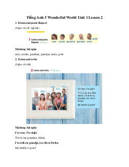 Giải BT Tiếng Anh 3 Wonderful World Unit 1 Lesson 2