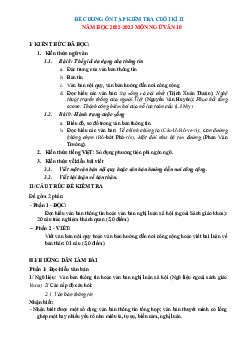 Đề cương ôn tập học kỳ 2 ngữ văn 10 kết nối tri thức