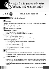 Chuyên đề các số đặc trưng của mẫu số liệu không ghép nhóm Toán 10 chương trình mới