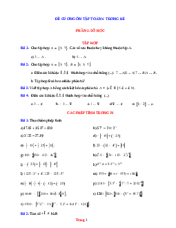 Tài liệu ôn hè môn Toán 6 lên 7