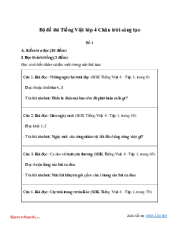 Đề thi học kì 1 môn Tiếng Việt 4 năm 2023 - 2024 sách Chân trời sáng tạo | Đề 3