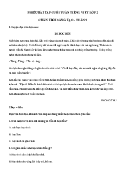 Bài tập cuối tuần Tiếng việt lớp 2 | Chân trời Sáng tạo Tuần 9 Cơ bản
