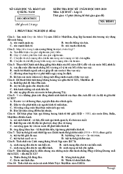 Đề thi HK1 Lịch Sử 11 Quảng Nam 2019-2020 (có đáp án)