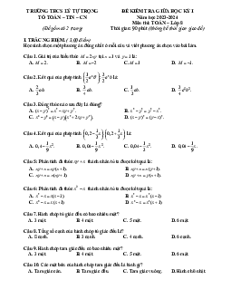 Đề giữa học kỳ 1 Toán 8 năm 2023 – 2024 trường THCS Lý Tự Trọng – Phú Yên
