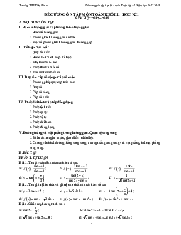 Đề cương ôn tập môn Toán 11 học kỳ 1 năm học 2017 – 2018 trường THPT Đa Phúc – Hà Nội