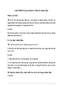 Giải KHTN Lớp 6 Bài 14: Một số nhiên liệu | Kết nối tri thức