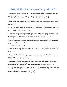Bài tập Vật lý 9 Bài 6: Bài tập vận dụng định luật Ôm