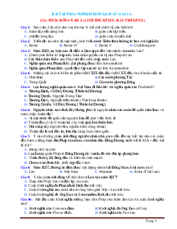 Trắc nghiệm Sử 11 bài 4:Các nước Đông Nam Á cuối thế kỷ 19 đầu thế kỷ 20 (có đáp án)