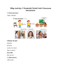 Giải BT Tiếng Anh lớp 3 Wonderful World Unit 0 Classroom Instructions
