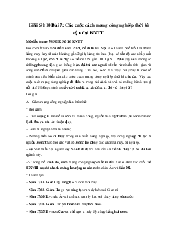 Giải Sử 10 Bài 7: Các cuộc cách mạng công nghiệp thời kì cận đại KNTT
