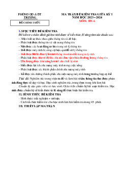 Đề thi giữa học kì 1 môn Tin học 6 năm 2023 - 2024 sách Kết nối tri thức với cuộc sống | Đề 2