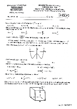 Đề thi học kỳ 1 Toán 12 năm học 2018 – 2019 sở GD và ĐT Hậu Giang