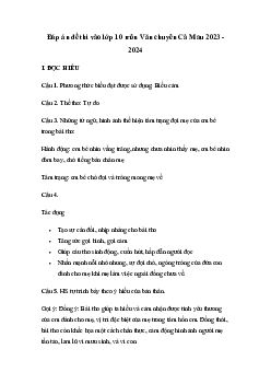 Đề thi vào 10 môn Ngữ văn năm 2023 - 2024 Sở GD&ĐT Cà Mau