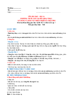 Giáo án Bài 11: Phương thức con người khai thác, sử dụng và bảo vệ thiên nhiên ở châu Phi Địa lý 7 | Kết nối tri thức