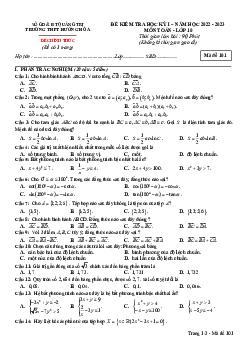 Đề cuối kỳ 1 Toán 10 năm 2022 – 2023 trường THPT Hướng Hóa – Quảng Trị