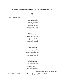 Giải Bài tập cuối tuần lớp 4 môn Tiếng Việt Chân trời sáng tạo - Tuần 17