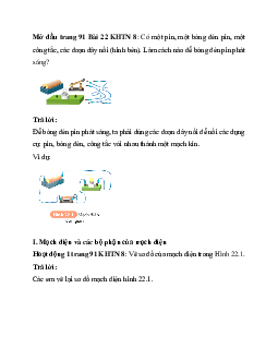 Giải Khoa học tự nhiên 8 bài 22: Mạch điện đơn giản | Kết nối tri thức