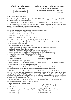 Đề thi học Kỳ 1 Hóa Học 10 Quảng Nam 2017-2018 ( Có đáp án)