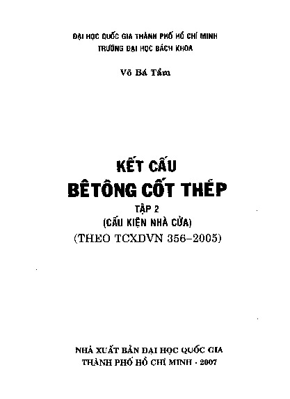 Tài liệu kết cấu bê tông cốt thép tập 2 | Trường Đại học Bách Khoa Tp.HCM