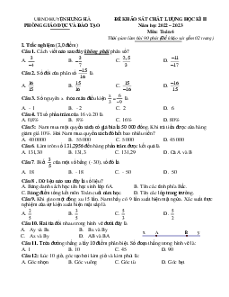 Đề học kì 2 Toán 6 năm 2022 – 2023 phòng GD&ĐT Hưng Hà – Thái Bình