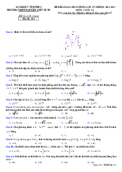 Đề KSCL lần 3 Toán 12 năm 2022 – 2023 trường THPT Nguyễn Viết Xuân – Vĩnh Phúc