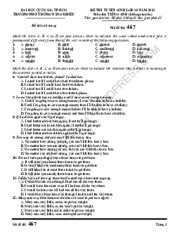 Đề thi vào 10 Chuyên Tiếng Anh Phổ thông năng khiếu Hồ Chí Minh năm 2011