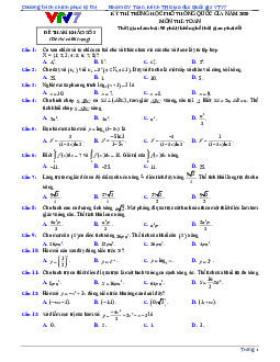 Đề thi thử TN THPT 2020 môn Toán kênh truyền hình Giáo dục Quốc gia VTV7 (Đề 3)
