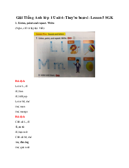 Giải Tiếng Anh lớp 1 Unit 4: They’re bears! - Lesson 5 SGK | Family & Friends