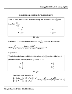 Phương pháp chuẩn hóa trong số phức – Phạm Minh Tuấn Toán 12