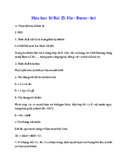 Hóa 10 Bài 25: Flo - Brom - Iot