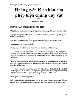 Hai nguyên lý cơ bản của phép biện chứng duy vật ?