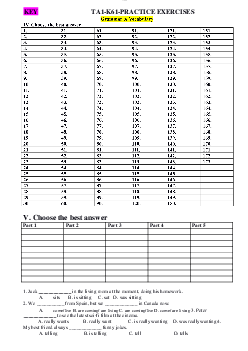 TA1-K61-Bài tập ôn tập - Grammar & Vocabulary KEY | Tiếng Anh 1 | Trường Đại học Thủy Lợi