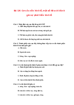 Trắc nghiệm Địa lí 10 Bài 24 Chương 9 | Chân trời sáng tạo