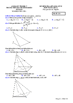 Đề giữa học kỳ 2 Toán 11 năm 2023 – 2024 trường THPT Nguyễn Bỉnh Khiêm – BR VT