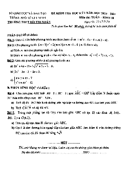 Đề thi học kỳ 1 Toán 10 năm 2020 – 2021 trường THPT Bùi Thị Xuân – TP HCM