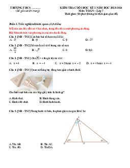Đề thi học kì 1 môn Toán 7 năm 2023 - 2024 sách Chân trời sáng tạo - Đề 6