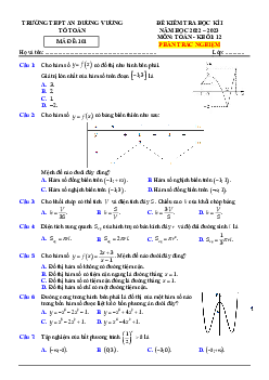 Đề học kì 1 Toán 12 năm 2022 – 2023 trường THPT An Dương Vương – TP HCM