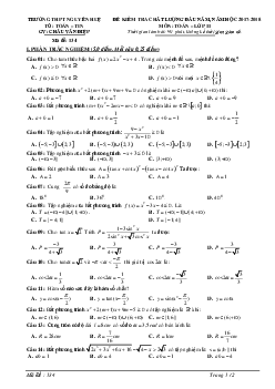 Đề kiểm tra chất lượng đầu năm học 2017 – 2018 môn Toán 11 trường THPT Nguyễn Huệ – Ninh Bình