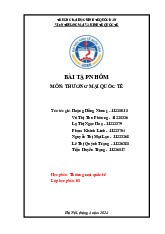 Bài Tập Nhóm Môn Thương mại quốc tế | Đại học Kinh Tế Quốc Dân